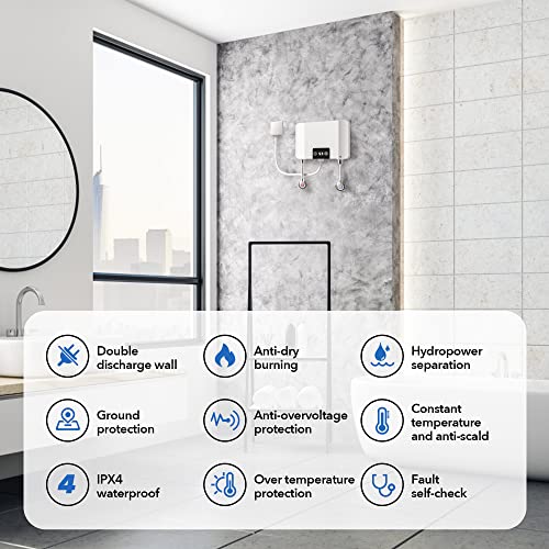Mhx Instant Electric Tankless Water Heater, 5500W 220V Constant Temperature Water Heater W/Self Modulating, 360°Install Touch Digital Display Hot Water Heater For Home Kitchen Rv Bathroom (Rectangle) #TOP2