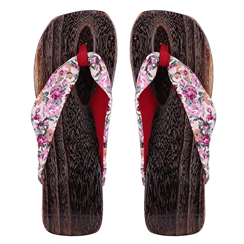Japanese Kimono Geta Flip Flops - Traditional Wooden Clog Sandals for Home & Beach