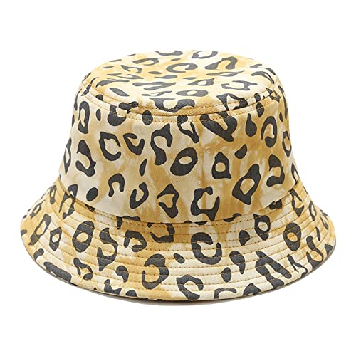 Print Leopard Bucket Hat For Women Girl, Packable Reversible Printed Sun Hats, Foldable Fisherman Outdoor Summer Travel Beach Cap #TOP6