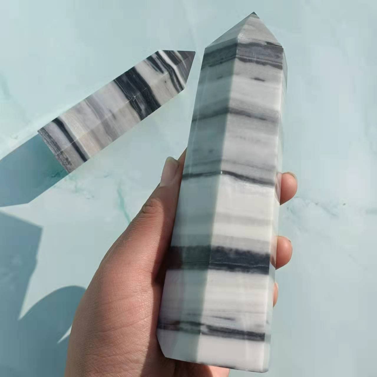 Natürlicher Stein-Tai-Chi-Stein-Turm, Kristall, dekorative Bar, Familie, Wohnzimmer, Büro, Zubehör, NaturalReiki-Dekoration, Raumdekoration ERTEYIN (Size : 450-500g)