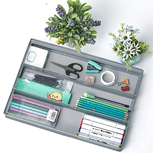 Settfrfe Mesh Flatware Tray Kitchen Drawer Organizer,Silverware Organizer,Silverware Tray For Drawer,Utensil Organizer For Kitchen Drawers,Silver #TOP5