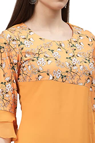Image of Women's Crepe A-Line Printed Kurti(ALC9111MANGO Mango Medium)