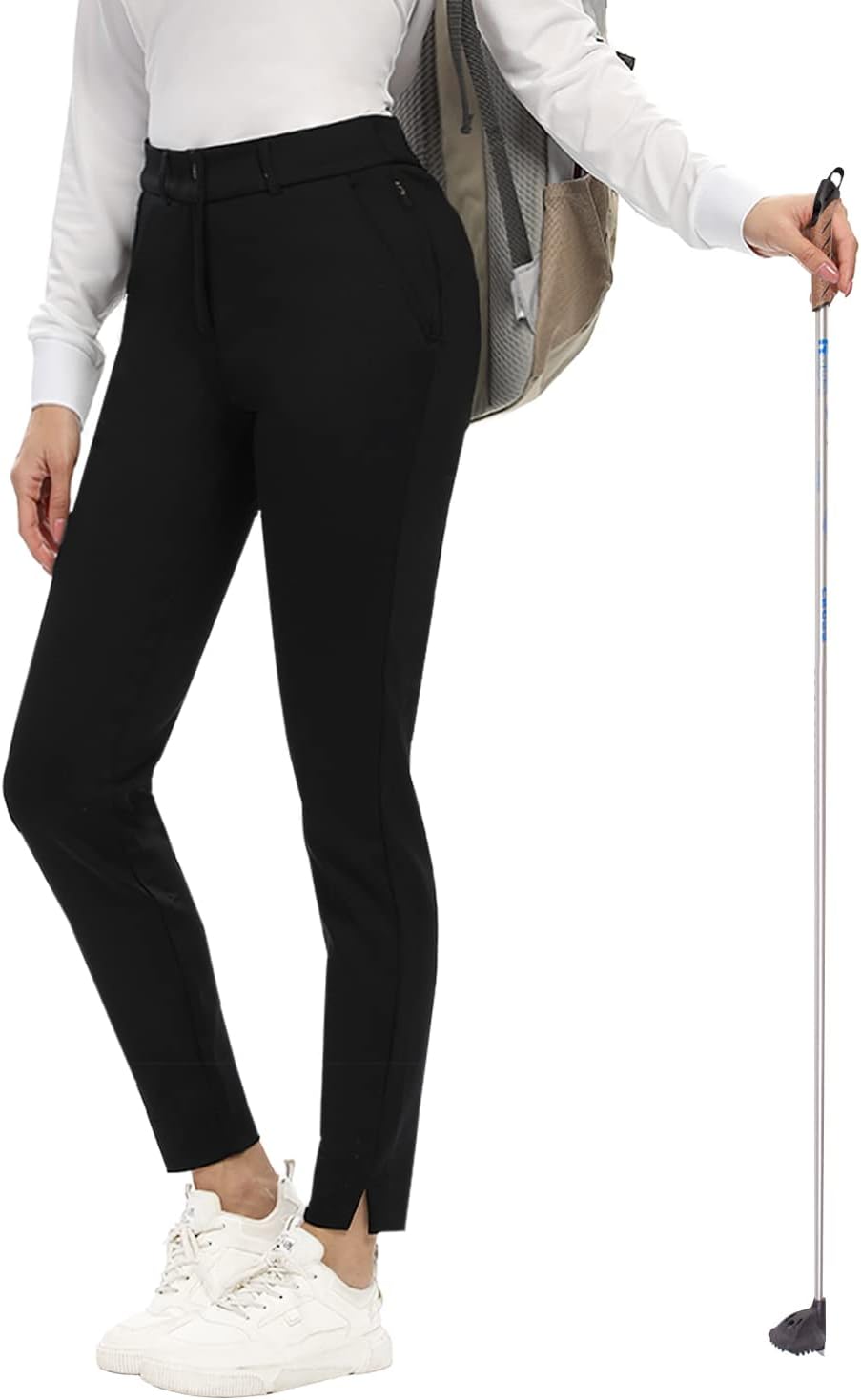 Hiverlay Womens Golf Pants Work Pants Stretch Lightweight Dress Pants Business Casual with Zipper Pocket Black m : Sports & Outdoors