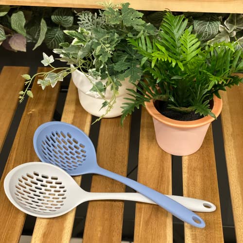 Made In Korea Premium Silicone Skimmer Slotted Spoon Large, Bpa-Free, Heat Resistant, Non-Stick Seamless Cookware(Dk Blue) #TOP2