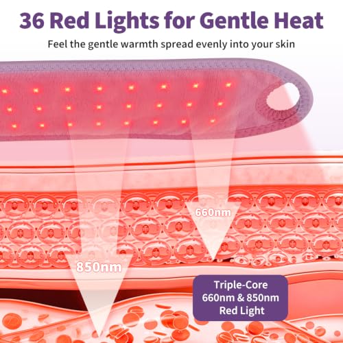 Image of Cordless Wrist Hand Heating Pad Massage for Pain Relief, Rechargeable Heated Wrist Brace for Carpal Tunnel, Red Light Therapy Heated Wrist Massager Wrap for Arthritis, Purple