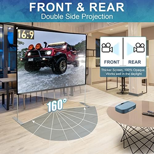 Abdtech Portable Outdoor Movie Screen, 120 inch 3D Projector Screen Frame Foldable Movie Screen for Projectors Enjoy Outdoor Film Movie Night with Carrying Bag for Indoor Outdoor Home Camping