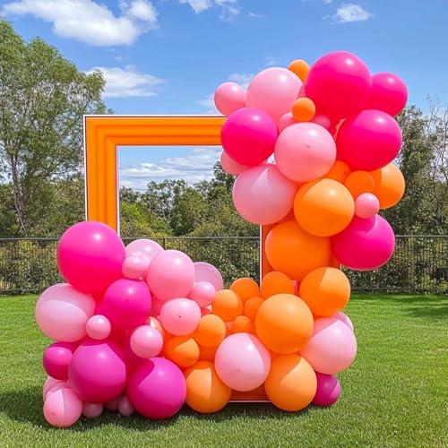 Image of RUBFAC 135pcs Orange Balloons Different Sizes 18 12 10 5 Inches, Burnt Orange Fall Balloon Arch Kit Garland for Halloween Party Thanksgiving Baby Shower Birthday Decoration