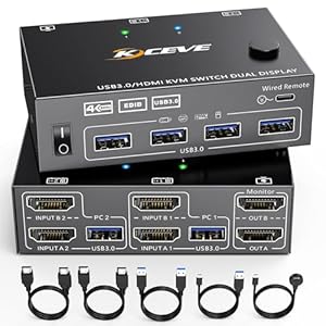 KCEVE KC202ASNW USB 3.0 HDMI KVM Switch Dual