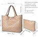 Woven Tote Bag for Women, Fashion Top Handle Shoulder Bag Soft Vegan Leather Shopper Bag Brown