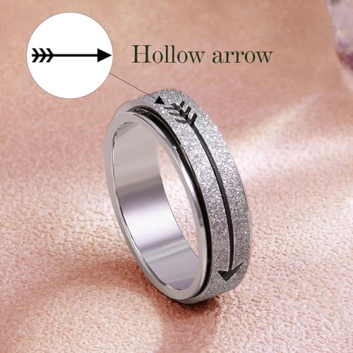 LuckyAmor Fidget Spinner Ring for Women - THIS TOO SHALL PASS Stainless Steel/18K Gold/Silver Anxiety Rotating Inspirational Band Ring for Stress Relief (Silver, 8) by LuckyAmor - Image 4