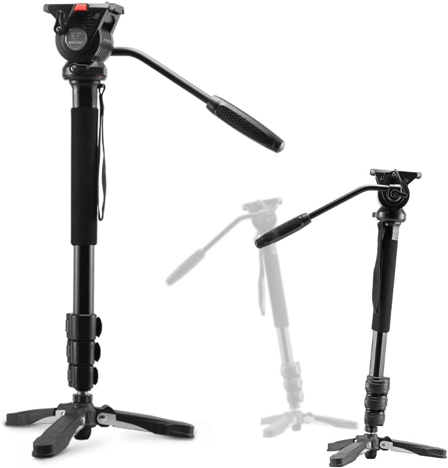 Sofoto Monopod With Feet Head Removable Stand Base For Photo/Video - Carrying Bag Included 3978M