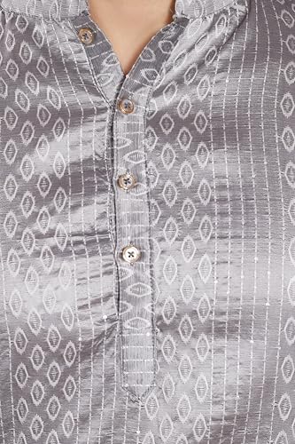 Image of DIVISIVE Men's Jequard Embroidered Art Silk Slim Fit Only Kurta