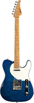 EART NK-C1 Solid Electric Guitar Flame Maple Roasted Neck 22F | 3-saddle bridge,roasted mahogany+flame maple body,7.25-9.5Alnico pickups,stage studio