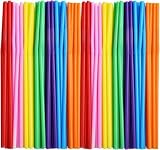 ALINK Flexible Plastic Drinking Straws, Extra Long Disposable Bendy Party Fancy Straws, Pack of 200