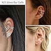 ORAZIO 4 STÜCK 925 Sterling Silber Ear Cuff Set für Frauen CZ Non-Piercing Fake Helix Knorpel Manschette Ohrringe Set Hypoallergen Funkelnde Runde Huggie Knorpel Ohrring Schmuck Geschenke #1