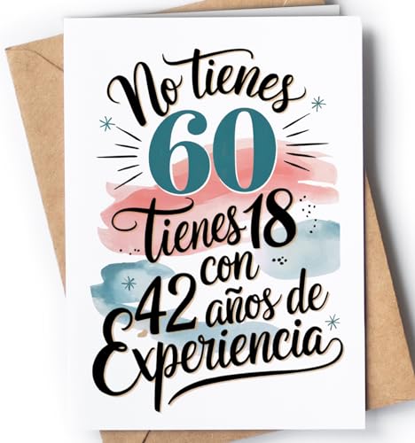 Tarjeta de 60 Cumpleaños - Tarjeta de Felicitación Graciosa para alguien que cumple 60 años - Regalo Original para 60 Cumpleaños para él, ella, hombre, mujer, mejor amigo, amiga - EU 183 Tarjeta de 60 Cumpleaños - Tarjeta de Felicitación Graciosa para alguien que cumple 60 años - Regalo Original para 60 Cumpleaños para él, ella, hombre, mujer, mejor amigo, amiga - EU 183