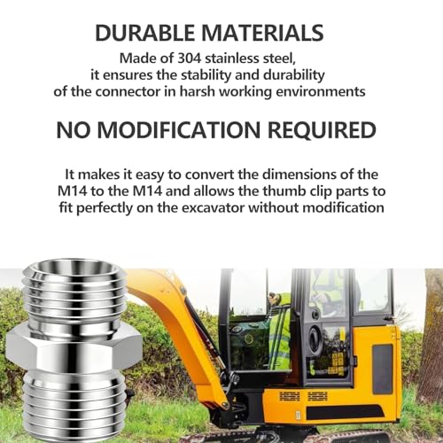 Image of 2 Pcs M14 to M14 stainless steel adapter fittings, suitable for small excavators, for connector conversion, diameter reduction or expansion, and full-bore straight pipe connector connections.