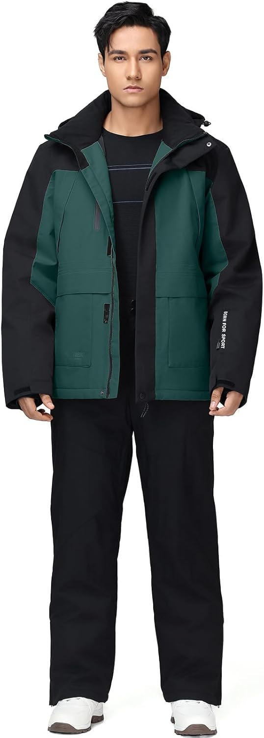 YEEFINE Men's Ski Suit Winter Snowsuit Waterproof Windproof Ski Jacket and Pants Set Insulated Snowboarding Suit - Image 2