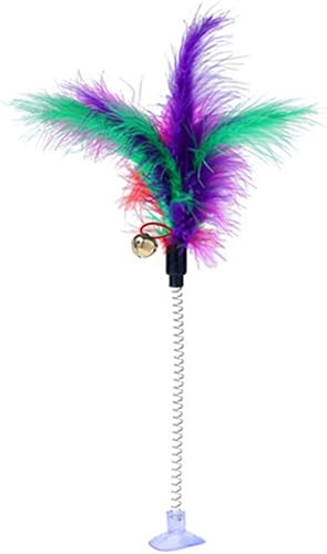 Miniatura 7 de Divertido gato pluma campana primavera ventosa elástico jugando juguete interactivo gato juguetes interactivos interior color aleatorio