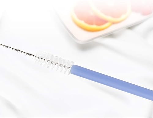 Miniatura 7 de JASHII Pajitas de vidrio blanco, 10 popotes de cristal reutilizables con cepillo limpio, 7.87 x 0.3 pulgadas, pajitas de vidrio portátiles para