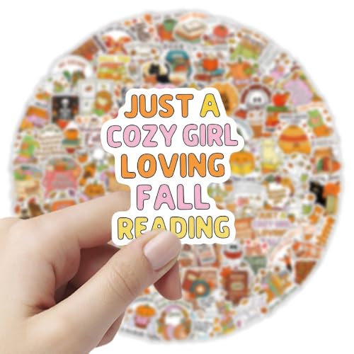 Image of 130Pcs Autumn Bookish Stickers for Kindle, Funny Halloween Ghost & Pumpkin Reading Stickers for Book Lover Gifts, Fall Book Vinyl Waterproof for Laptop Journal Scrapbook Water Bottle Journal