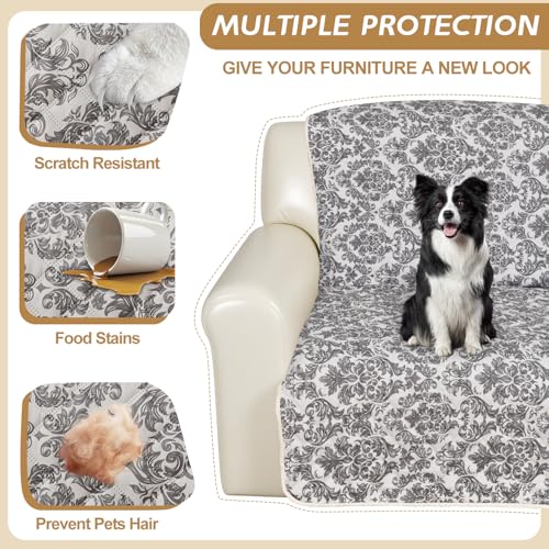 ALIECOM Sectional Couch Covers 100% Waterproof L Shape Sofa Cover Washable 2 Piece Printed Sectional Slipcovers with Chaise Pet Friendly Furniture Protector for Dogs (Large, Floral Khaki) — view 6