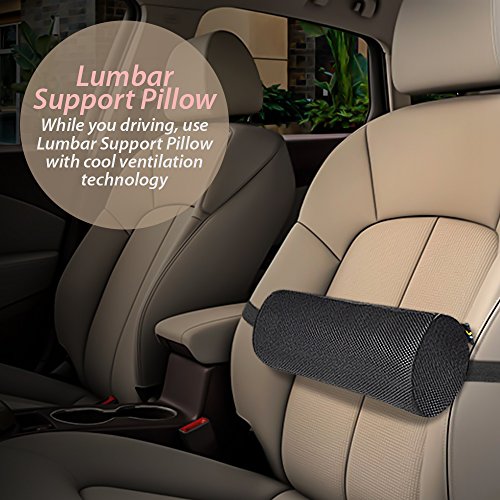 Lumbar Support Roll Pillow With (Standard Density) Cool Ventilation Technology, And Clip To Strap To The Chair, Sciatica And Pain Relief Pack Of 2 #TOP1