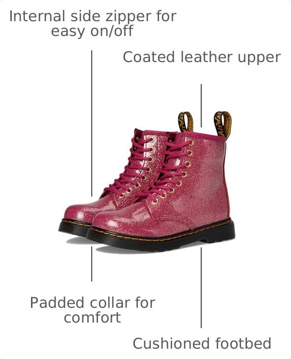 Image of Dr. Martens Kids Unisex 1460 J (Little Kid /Big Kid) Fuchsia /Silver /Gold Glitter, 1 Little Kid Medium