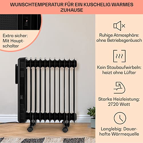 Klarstein Thermaxx Elevate Smart- Ölradiator Elektroheizung, 2720 W Leistung, bis 54 m², Temperaturbereich: 7- 35 °C, 24- h- Timer für On- Off- Funktion, Digital Display, Touch- Panel, schwarz-2