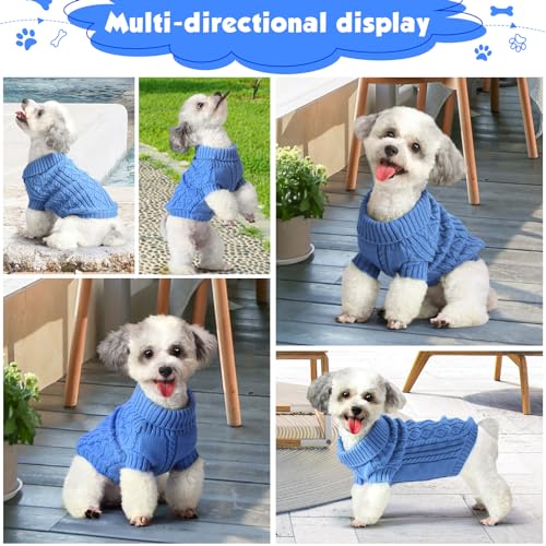 Dog Jumpers, Dog Jumpers Small, Dog Sweater, Puppy Jumpers For Small Dogs, Dog Clothes for Puppy Yorkie Chihuahua Warm Sweater Winter ClothesM Back Length:12"/Blue) - Image 3