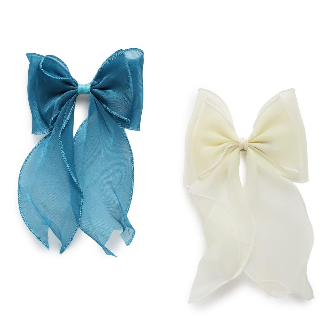 LAIDA Women Set of 2 Embellished Alligator Hair Clip, Hair Bow Women Satin/Hair Bow Clip Large Silky Hair Barrettes with Big Ribbon Large Vintage Bow Clip for Hair Accessories