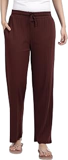 TWIN BIRDS Women Cotton Textured Night Pant | Relaxed fit Solid Sleepwear | Loungewear Pyjama pant Price In India