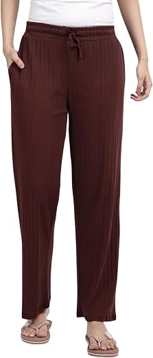 TWIN BIRDS Women Cotton Textured Night Pant | Relaxed fit Solid Sleepwear | Loungewear Pyjama pant