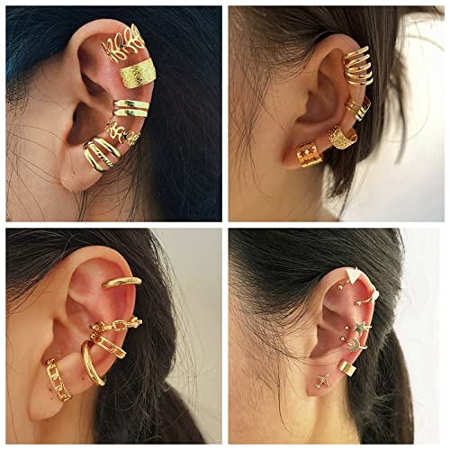 Pendientes hojas de oro Ear manguito negro no potente clips de oreja pendientes de cartílago aretes de aretes dejewelry (color: lámpara de mesa) (7 b) (6 b)