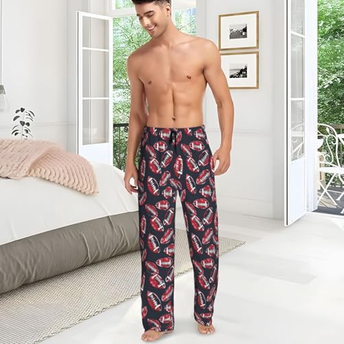 FeHuew Retro American Footballs Mens Pajama Pants - Casual Men\'s Sleepwear Lounge PJ Bottoms with Drawstring and Pockets, Large