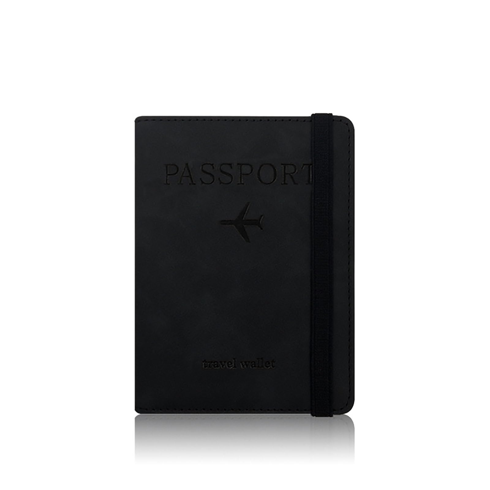 PU Passport Holder,RFID Blocking Cover,Travel Document Organizer with Card Slots for Travel Must Haves Accessories,Lightweight Passport Wallet for Men Women(Black)