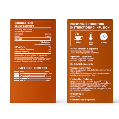 Image of LOOMICA Turmeric Ginger Cinnamon Tea, Naturally Caffeine-Free, Warm & Spicy Herbal Blend, Rich & Aromatic, Perfect for Cozy Mornings & Relaxing Evenings, 20 Counts