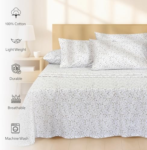 RUVANTI 100% Cotton Twin Sheets, Percale Twin Sheet Set, Botanica Living by RUVANTI - Used condition - Image 2