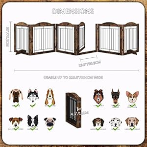 GHQME-No-Assembly-144-Extra-Wide-30-Tall-Freestanding-Pet-Gate-with-Door-Walk-Through-Accordion-Folding-Dog-Gate-for-Doorways-Stairs-Indoor-Playpen-with-2PCS-Support-Feet-Rustic-Brown - Cucciolini Doodles   GHQME-No-Assembly-144-Extra-Wide-30-Tall-Freestanding-Pet-Gate-with-Door-Walk-Through-Accordion-Folding-Dog-Gate-for-Doorways-Stairs-Indoor-Playpen-with-2PCS-Support-Feet-Rustic-Brown