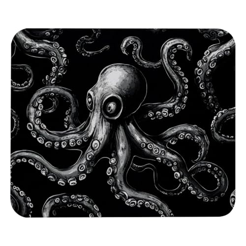 KengjuTesu Alfombrilla de ratón antideslizante con base de goma para computadoras, laptop, oficina, escritorio, accesorios, alfombrilla de ratón, pulpo negro
