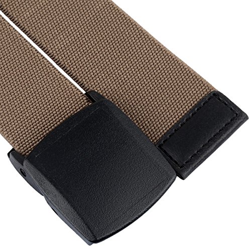 Sportmusies Elastic Belts for Men, Military Style Stretch Webbing Tactical Duty Belt (Khaki,Plastic Buckle)3