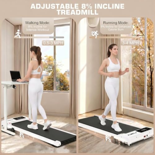 Image of ANCHEER Walking Pads, 2 in 1 Under Desk Treadmill 2.5HP Compact Running Machine with Remote Control, 300lbs Weight Capacity for Home /Gym /Office,Ultra-Quiet, Installation-Free
