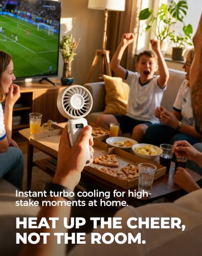 Image of Diveblues Portable Turbo Fan, 100 Speed Handheld Fan with Strong Airflow, Foldable 4 in 1 Personal Fan for Neck, Desk & Travel, USB-C Rechargeable, Lightweight for Summer, Concerts & Outdoor Use