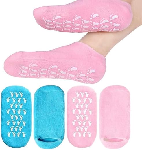 Moisturizing Gel Socks for Cracked Heels | Silicone Lined Heel Repair Socks for Dry &amp; Rough Feet | Reusable Spa Treatment ...