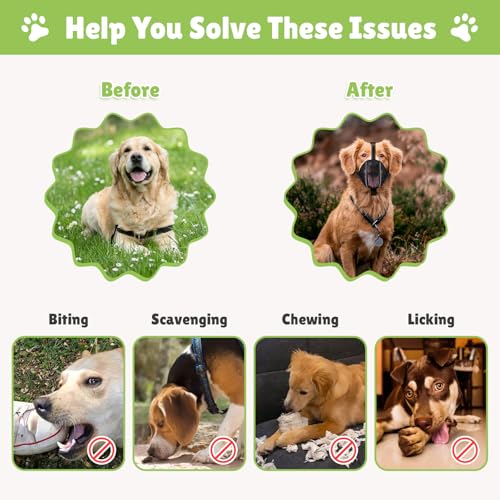 Maulkorb Mittlere/für große Hunde,Fressschutz Hund, Verstellbarer Atmungsaktiver Maulkorb für Haustiere,Anti-Kau-Mundschutz für Hunde,Passendes Hundehalsband(L)