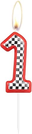 Racing Car Birthday Candles - Number 18 Black & White Stripes Cake Topper For Race Theme Parties