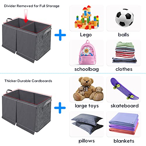 Friday Monkey Large Toys Box Storage Organizer With Lids & Comfortable Handles, 2 Pack Collapsible Sturdy Toy Chest Boxes Bins Baskets For Kids, Boys, Girls, 25X13X16Inch, Dark Grey, Zmbcwjx2P #TOP4
