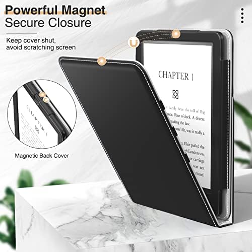 MoKo Case for 6.8" Kindle Paperwhite (11th Generation-2021) and Kindle Paperwhite Signature Edition, Premium Vertical Flip Cover with Auto Wake/Sleep for kindle Paperwhite 2021, Black