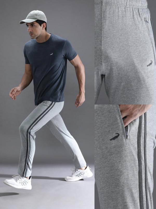 Image of CROCODILE Men Solid Slim Fit Track Pant | Single Jersey Fabric | Drawstring Waist | 3 Pockets