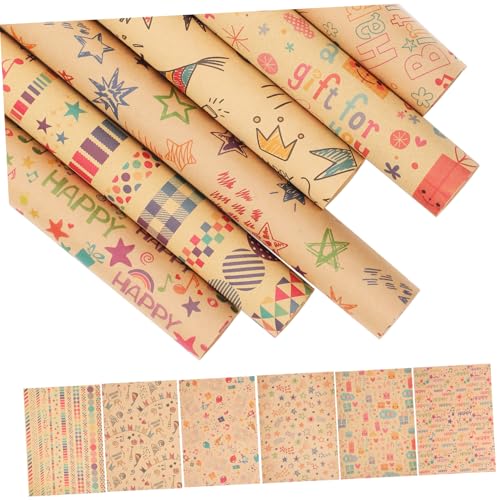 DIYEAH Birthday Wrapping Paper Kit Vintage Christmas Wrapping Paper Kraft for